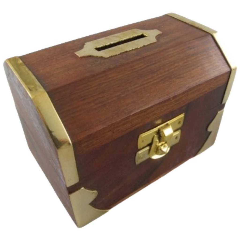 [LA-42782] Spardose Geldbank Skulptur Holz Messing #42782
