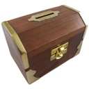 Spardose Geldbank Skulptur Holz Messing #42782