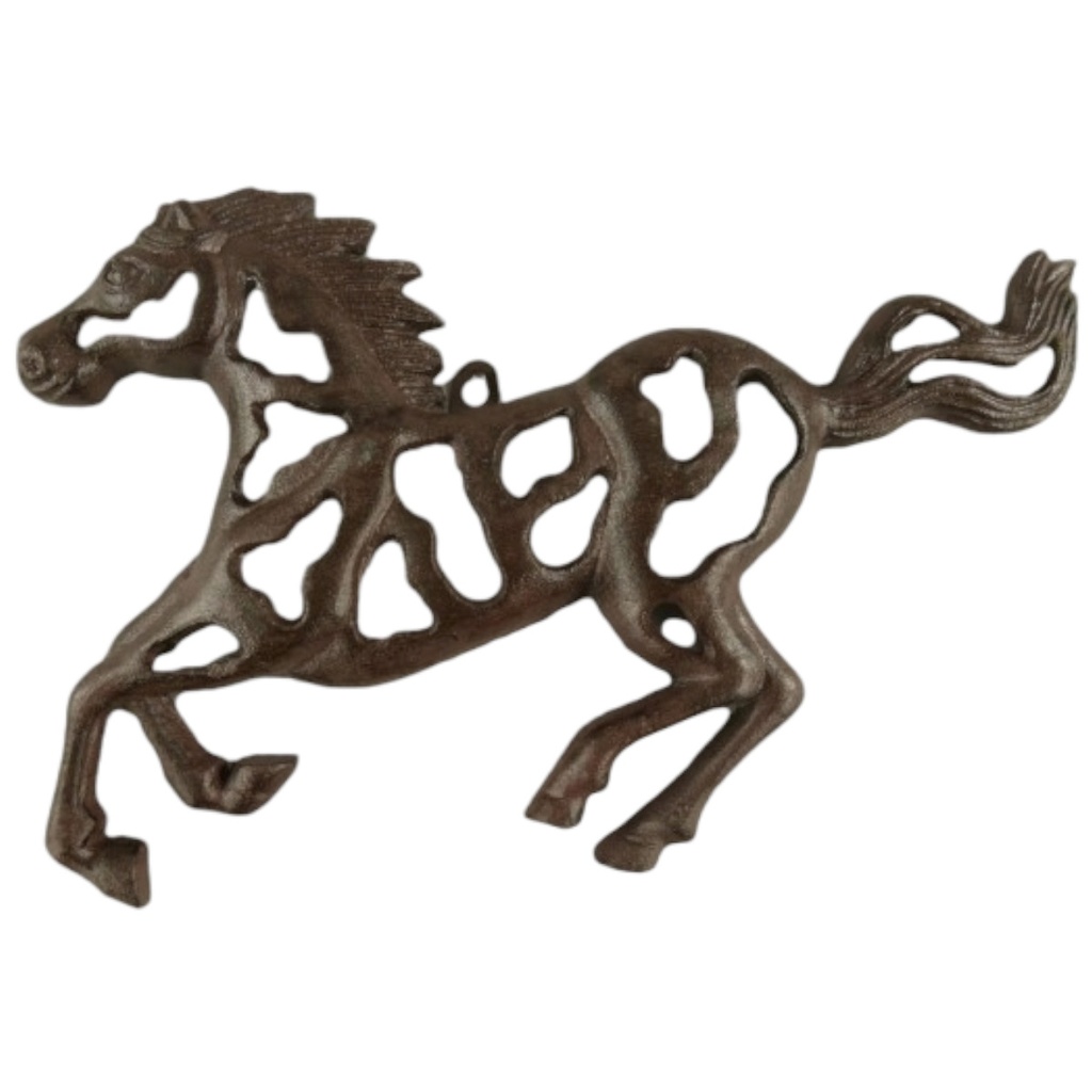 [LA-42855] Wandschild Wanddeko Gusseisen Pferd Braun Rustikal #42855