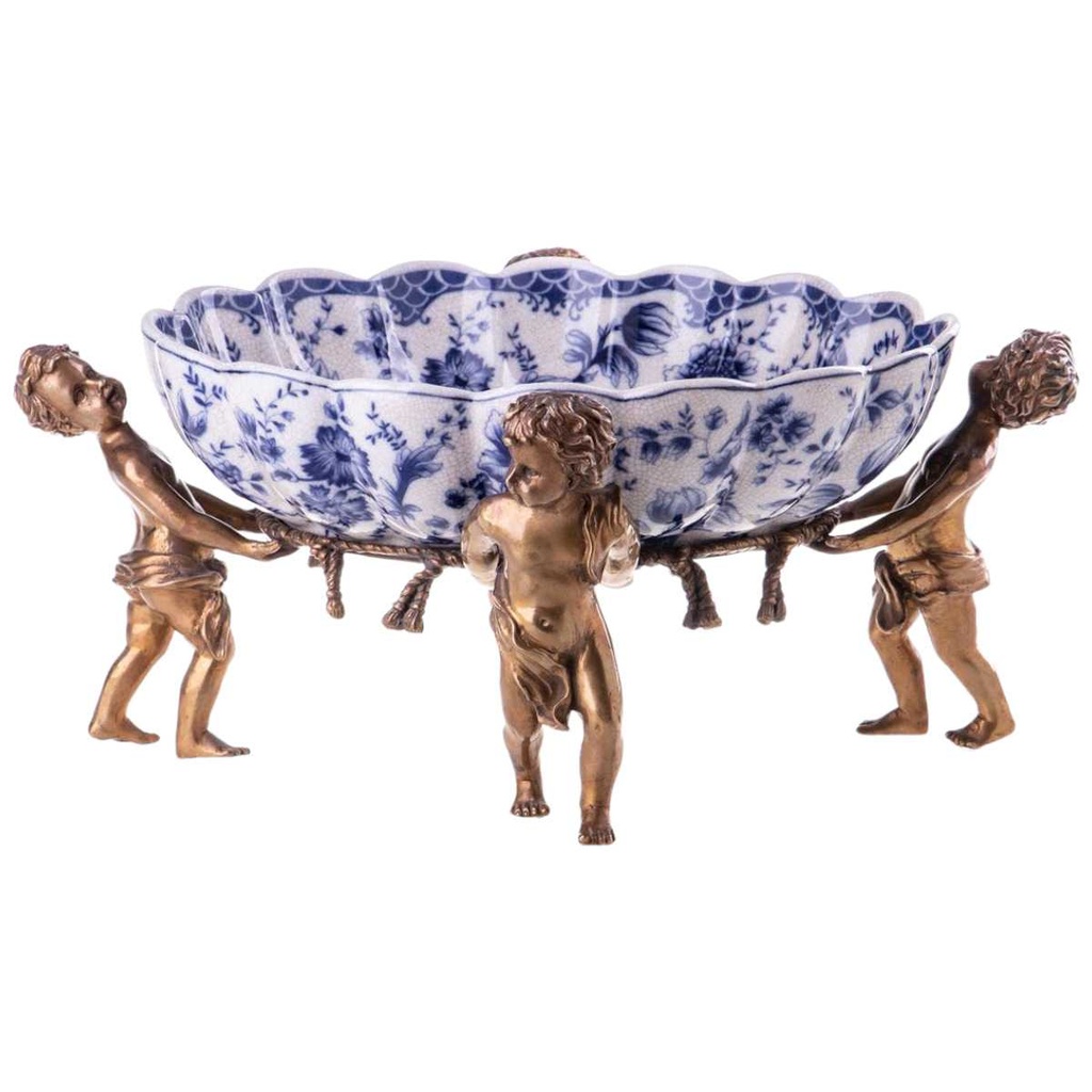 [LA-46377] Schale Porzellan/Messing 4 Engel