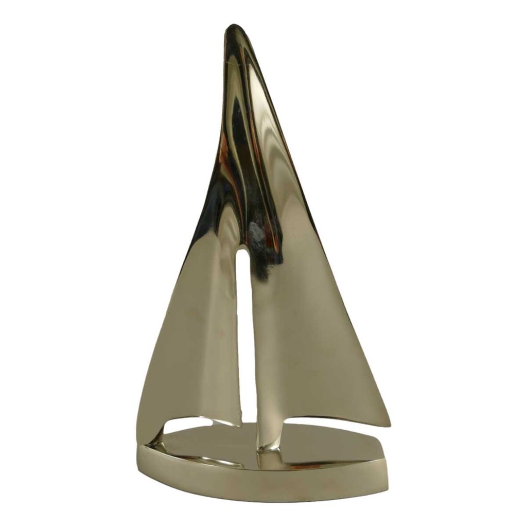 [LA-49004] Skulptur Figur Aluminium vernickelt Schiff #49004
