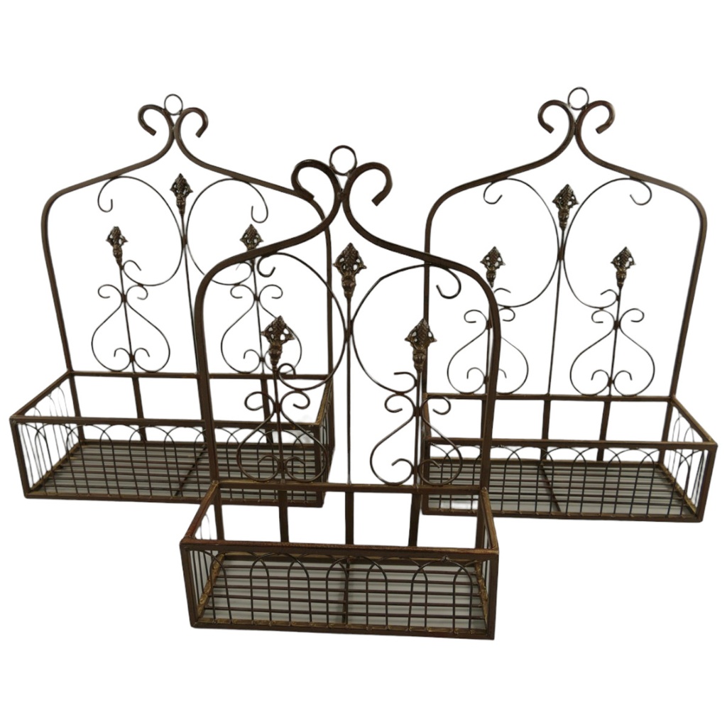 [LA-49089] Eisen Wandhänger Rostig 3st. H 51-46x30/40cm