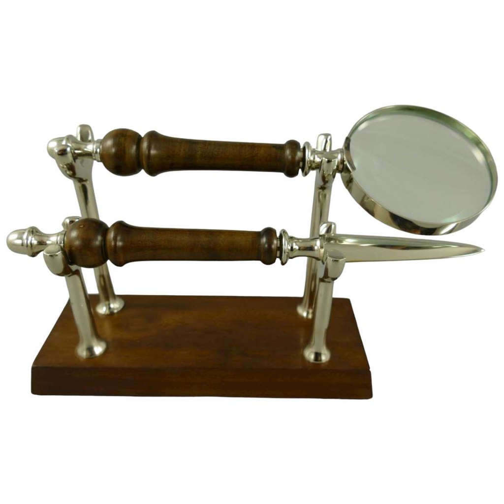 [LA-59926] Brieföffner/Lupe Liegend Ständer Vernickelt L 24cm