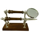 Brieföffner/Lupe Liegend Ständer Vernickelt L 24cm