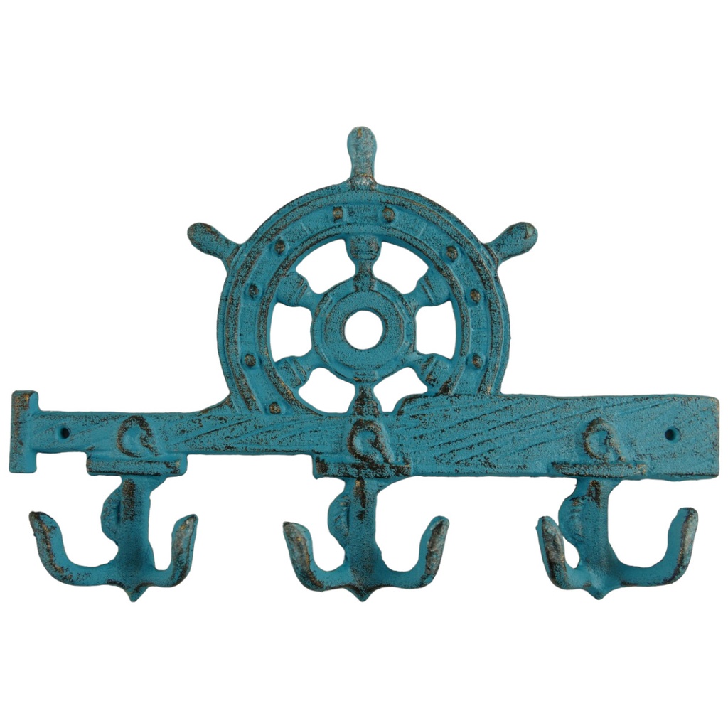 [LA-59936] Garderobenhaken Kleiderhaken Wandhaken Eisen blau L 27x18cm