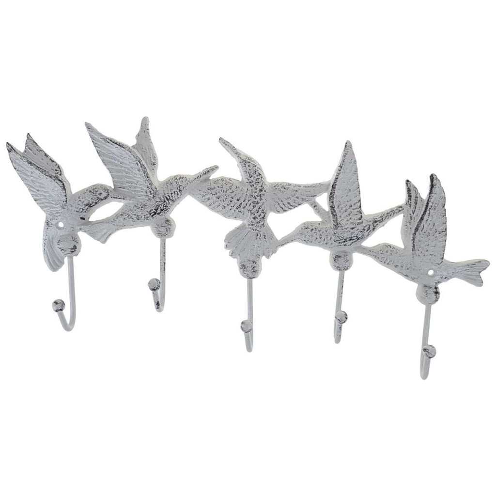 [LA-59946] Garderobenhaken Kleiderhaken Wandhaken Mantelhaken Vogel Weiß rustikal