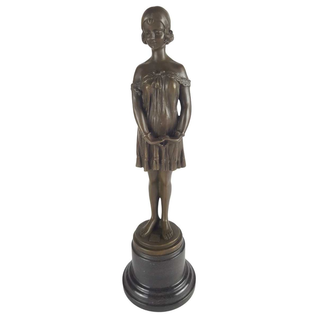 [LA-62533] Bronze Skulptur Figur Bronzeskulptur Bronzefigur Mädchen die Unschuld nach D.H.Chiparus Art-Deco-Stil