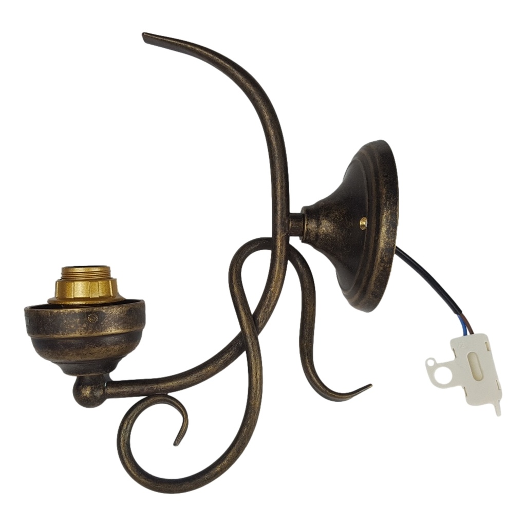 [LA-72448] Lampenschirmhalter Wandlampe Messing brüniert ohne Schirm H 24,8 cm