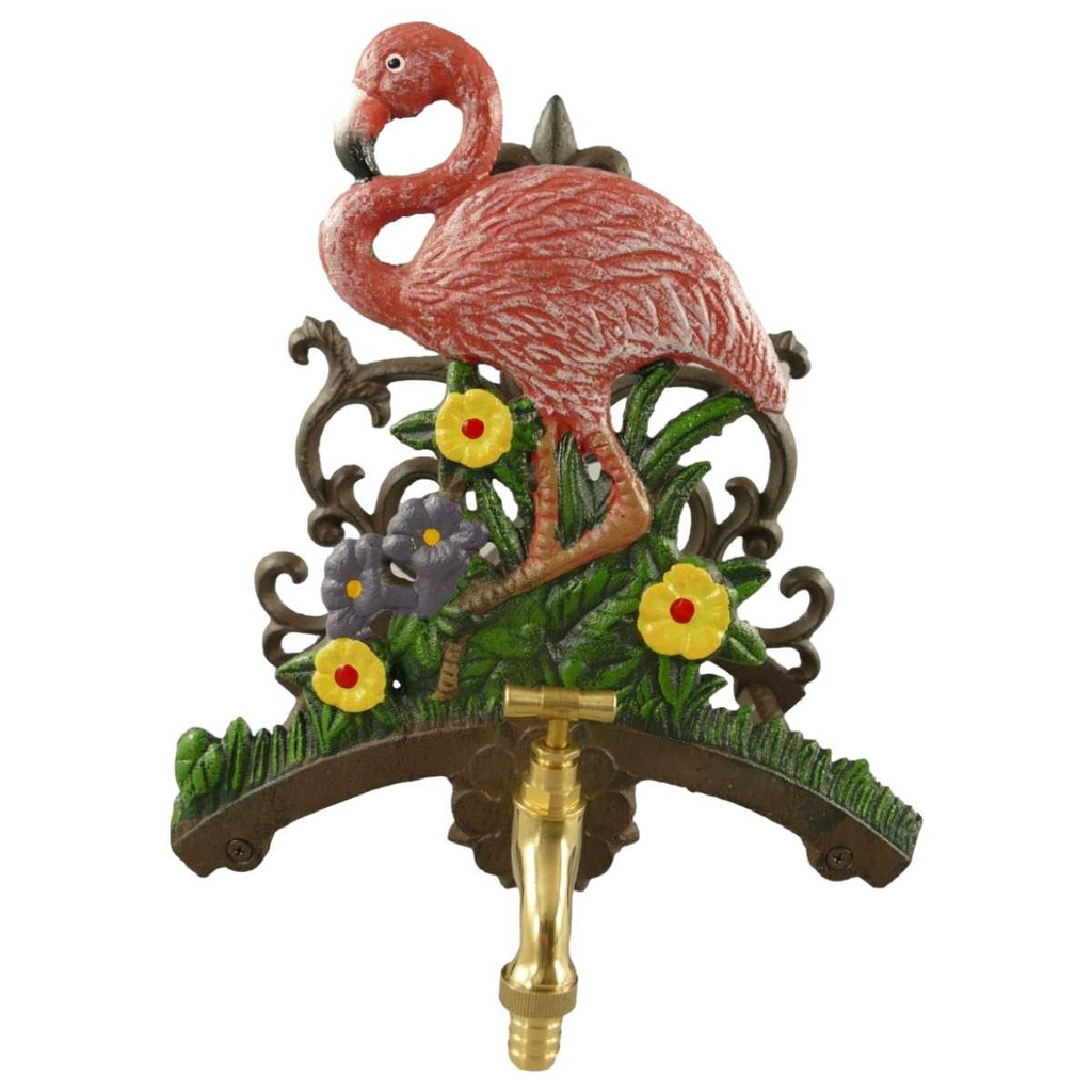 [LA-81917] Schlauchhalter Gartenschlauchhalter Garten Gusseisen Flamingo bunt