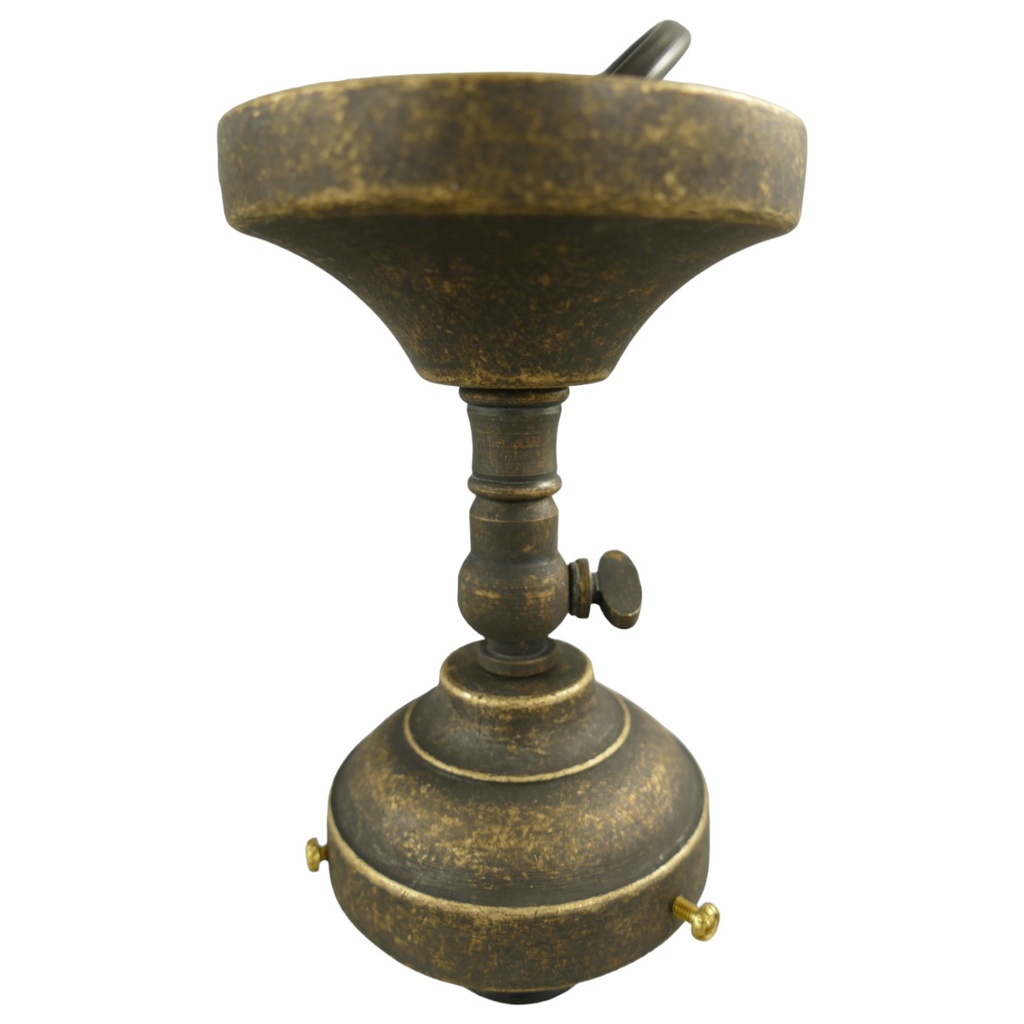 [LA-82060] Decken./Wandhalter Messing brüniert ohne Schirm Gh 6-H 14cm