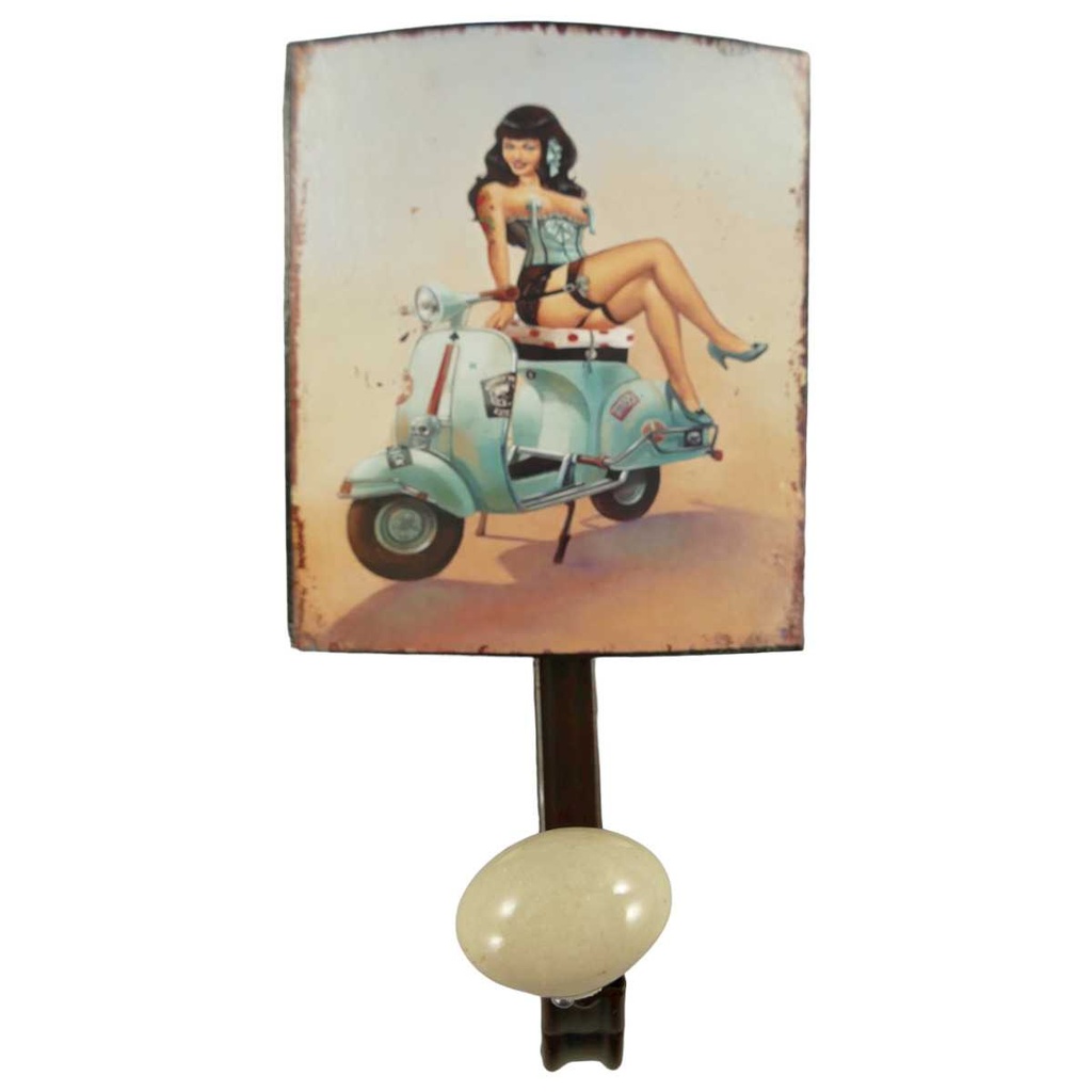 [LA-82121] Garderobenhaken Kleiderhaken Wandhaken Mantelhaken - Frau Motorrad