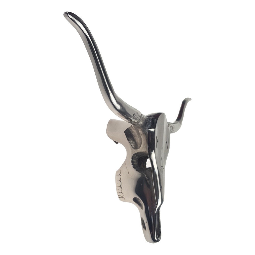[LA-85417] Stierkopf Stier mit Hörner Design Wanddekoration Schädel Bulle Kuhkopf Alu