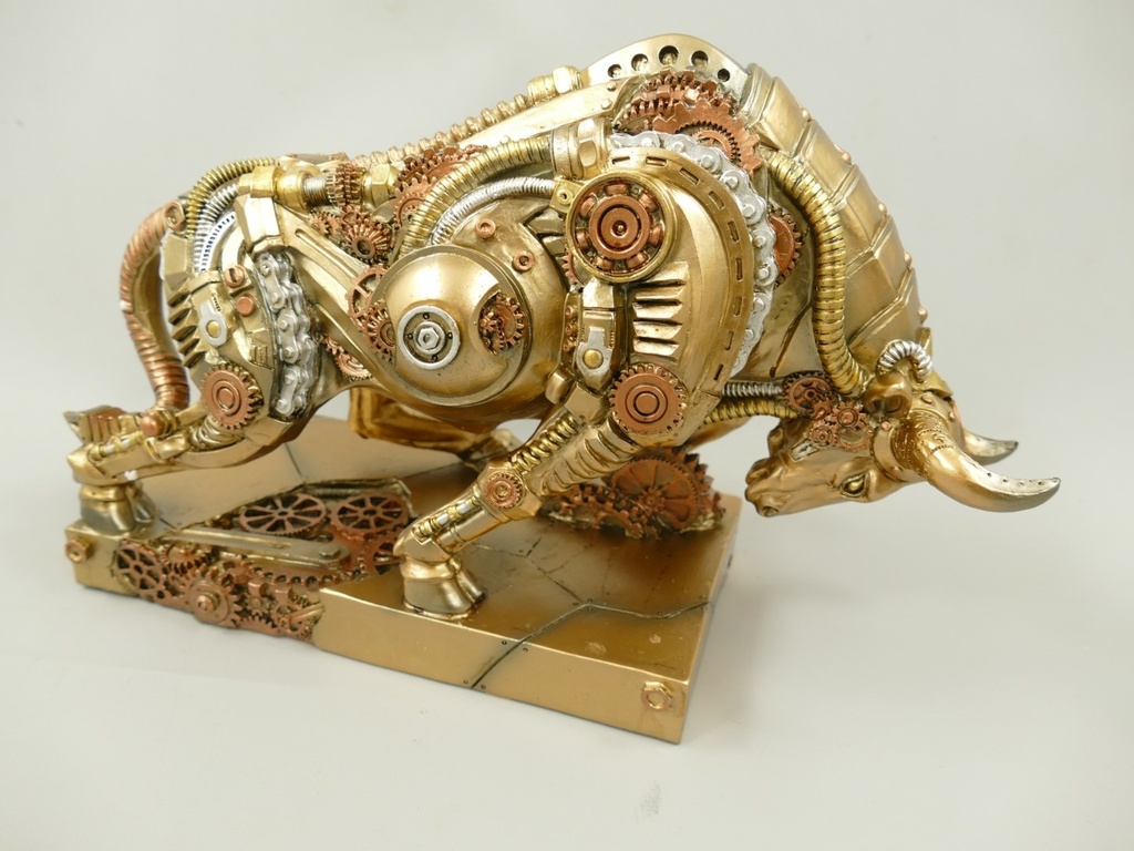 [LA-85568] Skulptur Kunststein Nashorn farbig