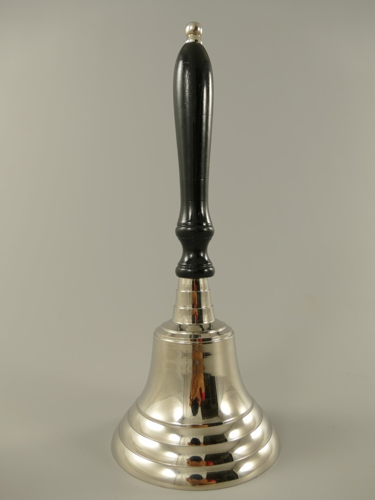 [LA-85688] Schulglocke vernick. Holzgriff schwarz H.33x13,5cm