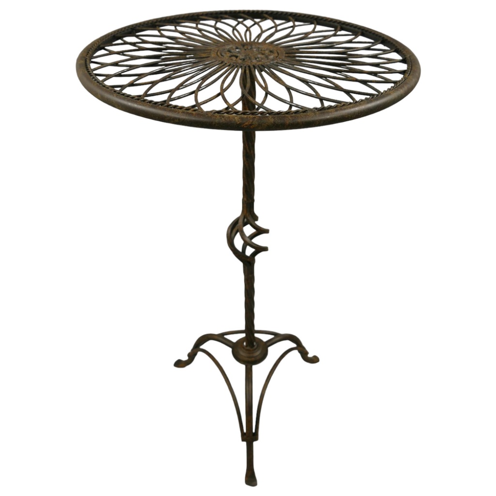[LA-85712] Tisch rund Antik grün farbig Eisen H.70-D.40cm