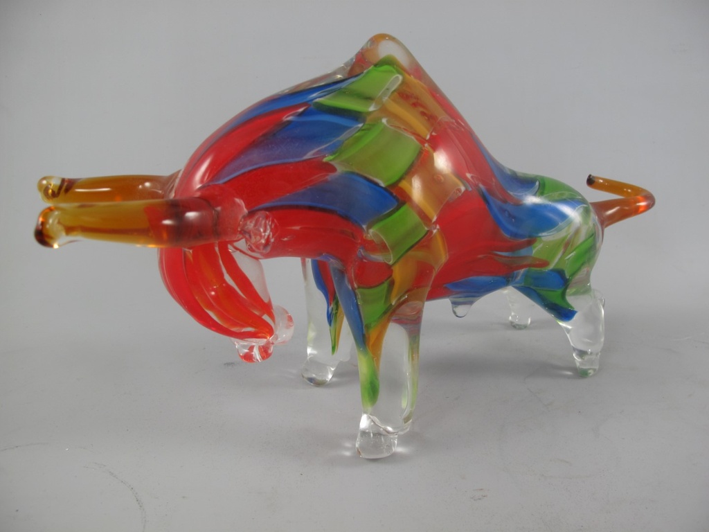 [LA-85742] Skulptur Glas Bulle Stier farbig
