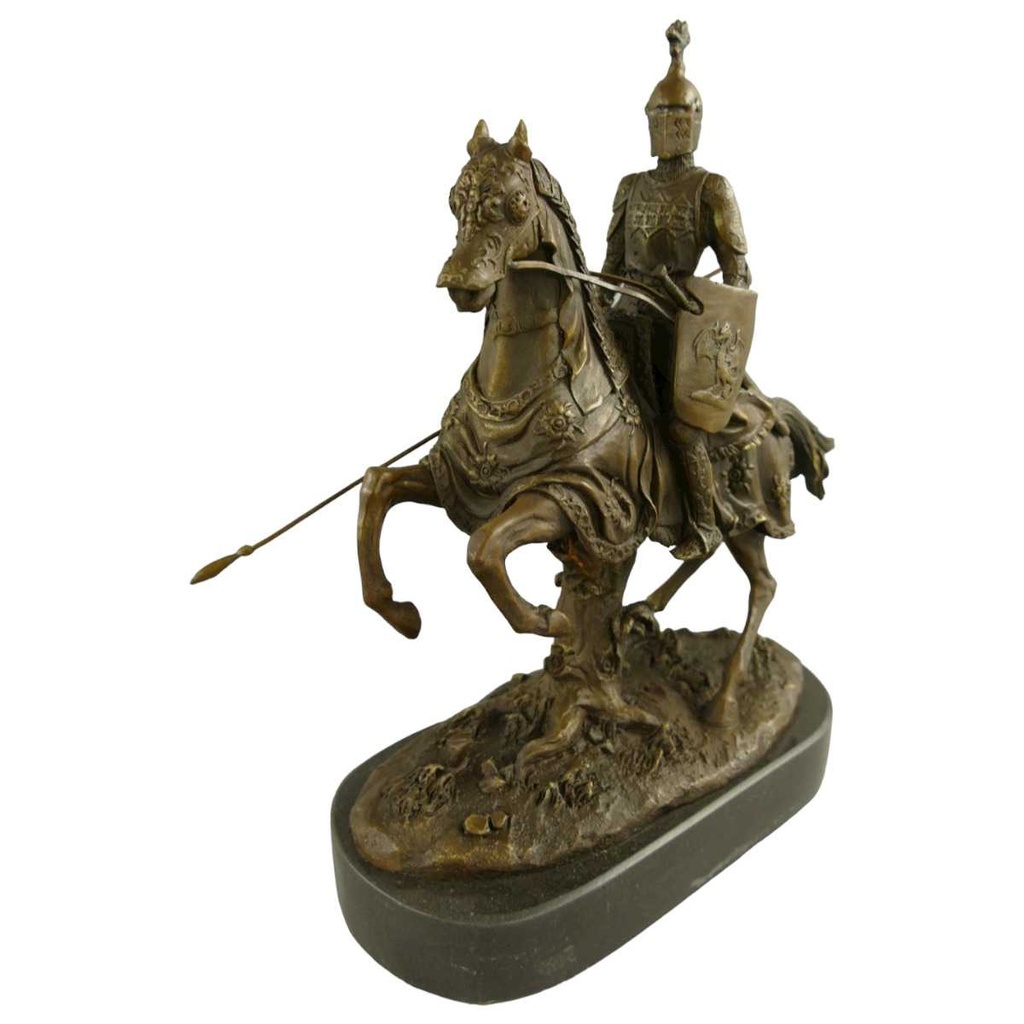 [LA-85778] Bronze Bronzeskulptur Bronzefigur Skulptur Figur Ritter auf Pferd #85778