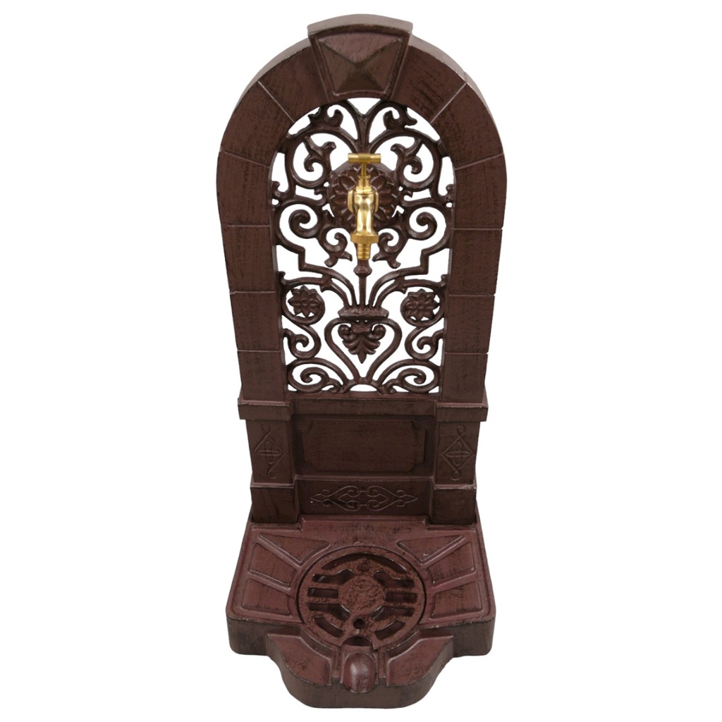 [LA-85938] Stehbrunnen Alu Guß rustik braun H.75cm