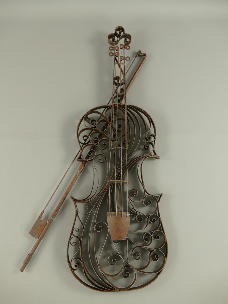 [LA-85956] Wanddeko Geige rustikal Eisen H.84x42cm