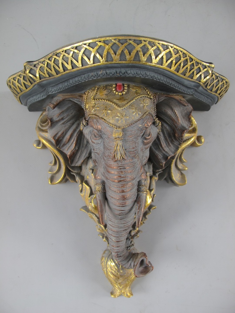 [LA-86005] Wandkonsole Elefant Polystein H.31x33cm