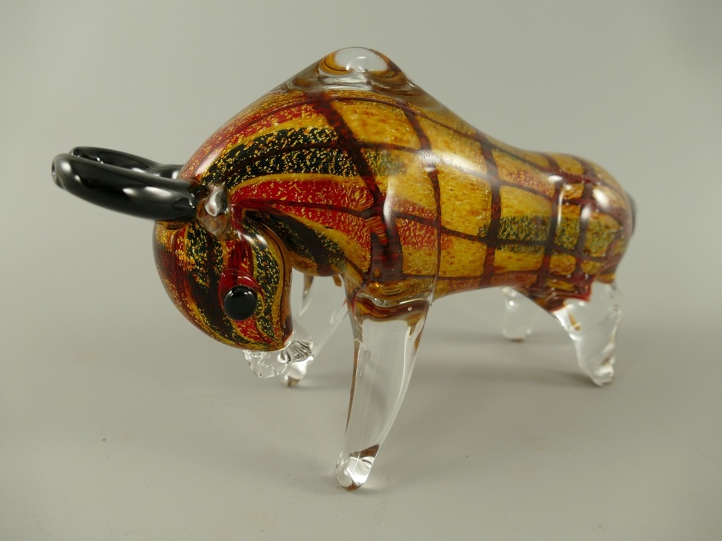[LA-86065] Skulptur Glas Bulle Stier farbig