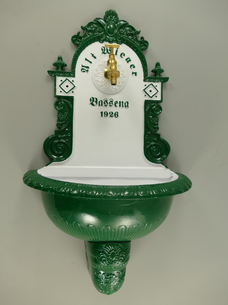 [LA-86101] Wandbrunnen 1926 Alu Guß grün/weiß H.72cm