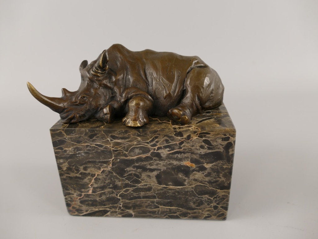 [LA-86140] Bronzeskulptur Bronzefigur Nashorn #86140