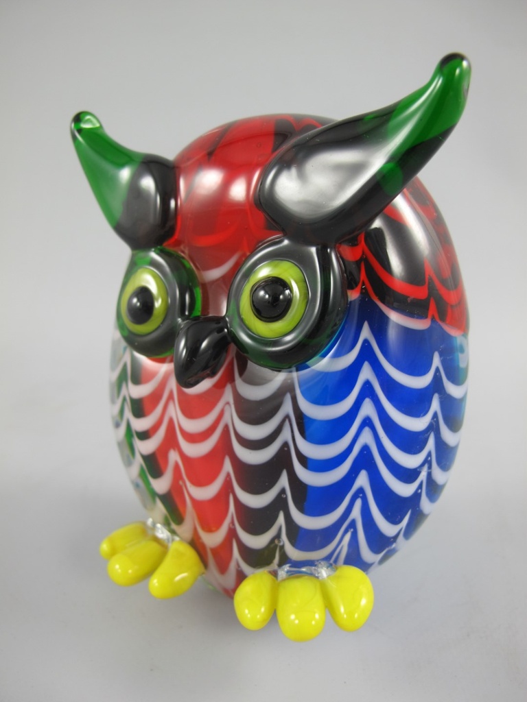 [LA-86293] Skulptur Glas Eule Uhu farbig