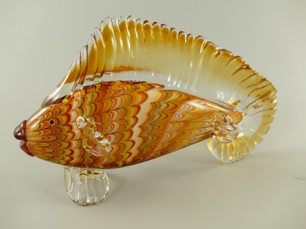 [LA-86442] Skulptur Glas Fisch farbig