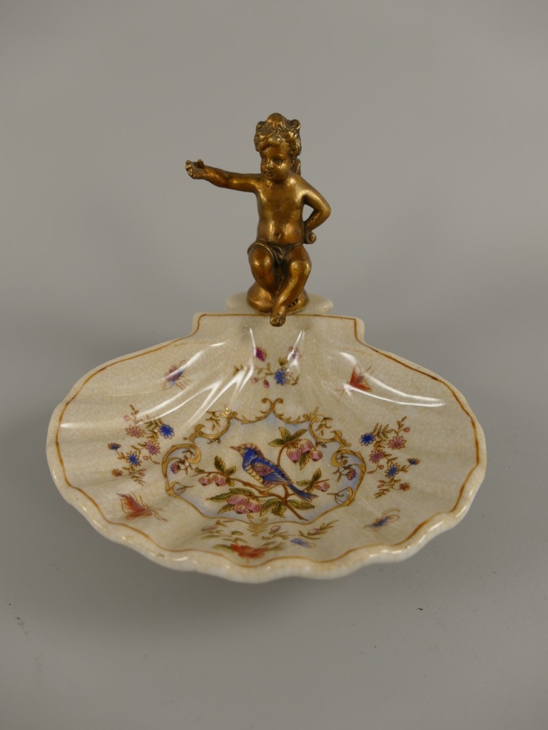 [LA-86478] Skulptur Porzellan/Messing Vogel