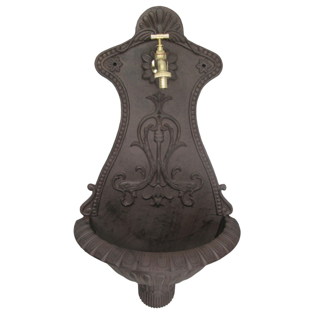 [LA-86501] Wandbrunnen Alu Guß rustikal braun H.65cm