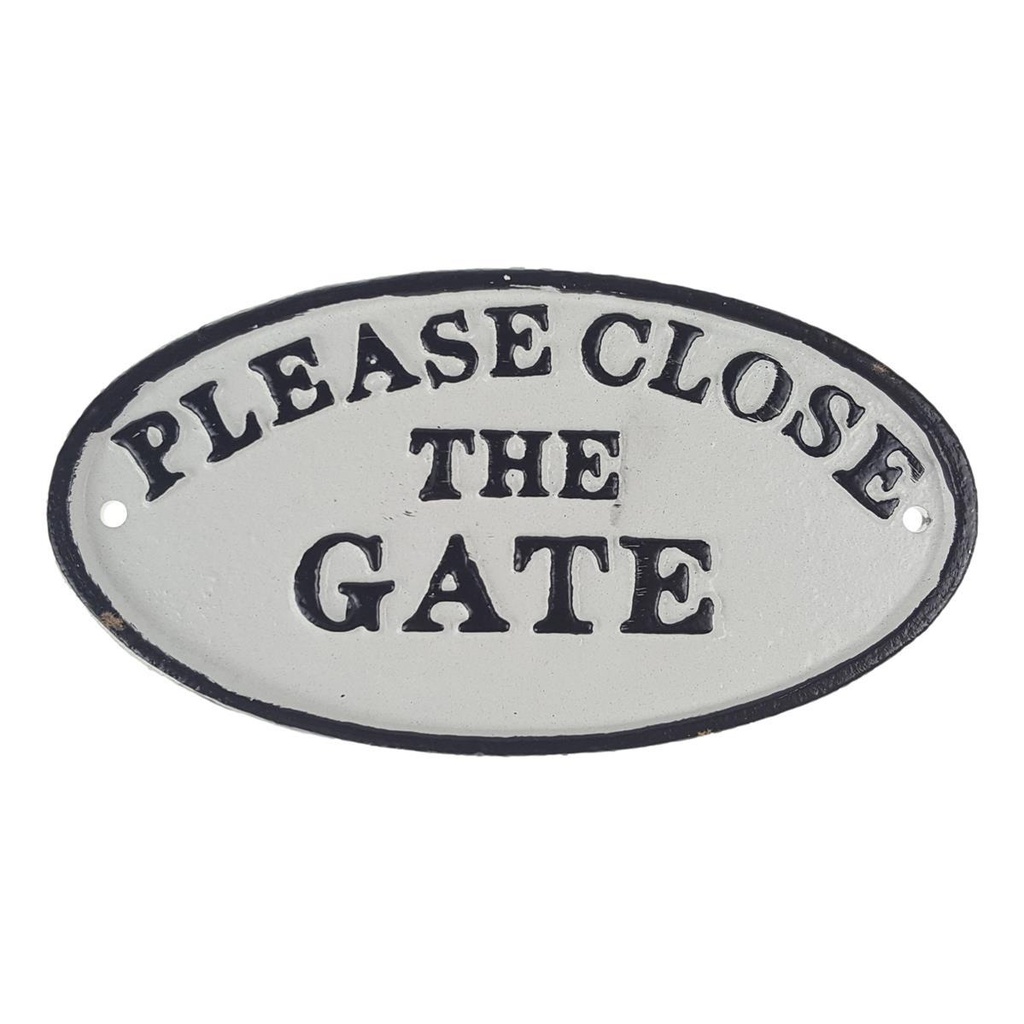 [LA-97040] Wandschild Wandplakette Gusseisen oval - Please close the Gate