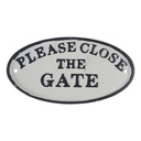 Wandschild Wandplakette Gusseisen oval - Please close the Gate