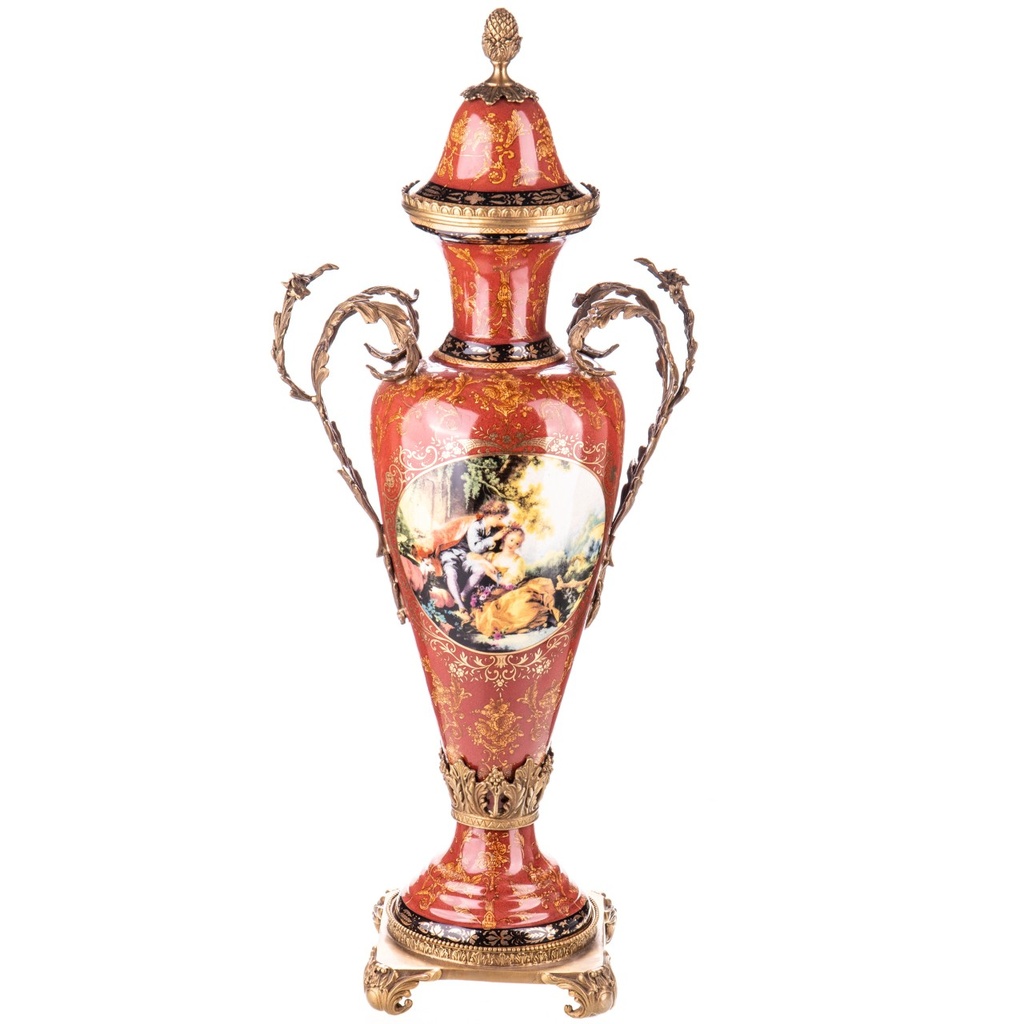 [LA-1821865] Porzellan mit Bronze Deckelvase
