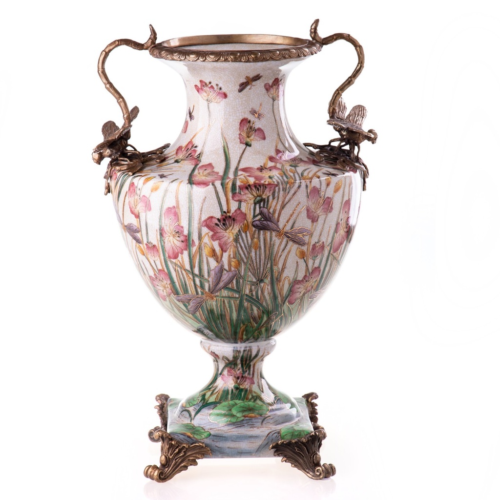 [LA-1821946] Porzellan mit Bronze Vase mit Libellen