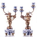 Porzellan mit Bronze Kerzenständer mit Engel Set/2