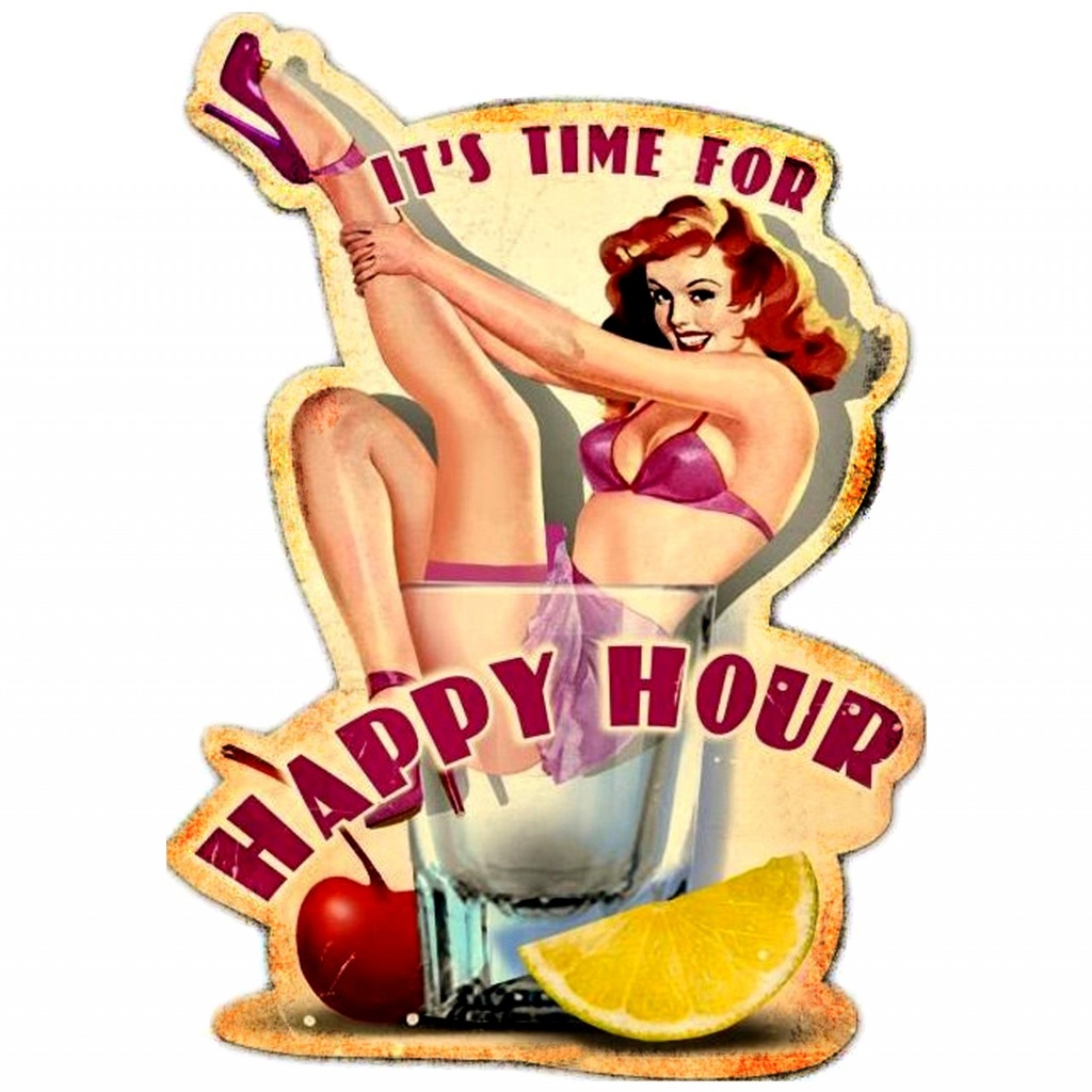 [LA-1821950] Geprägtes Blechschild Happy Hour