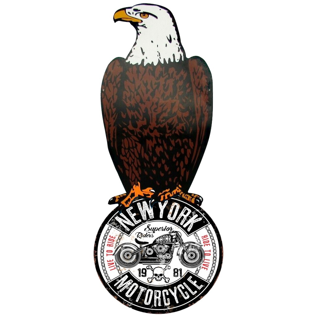 [LA-1821951] Geprägtes Blechschild Adler New York Motorcycle