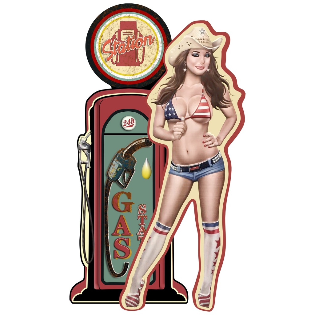 [LA-1821952] Geprägtes Blechschild Pin Up Gas Station