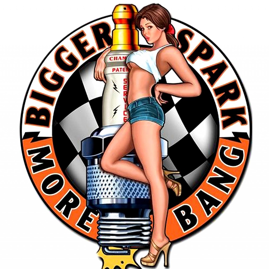 [LA-1821955] Geprägtes Blechschild Pin Up Bigger Spark More Bang