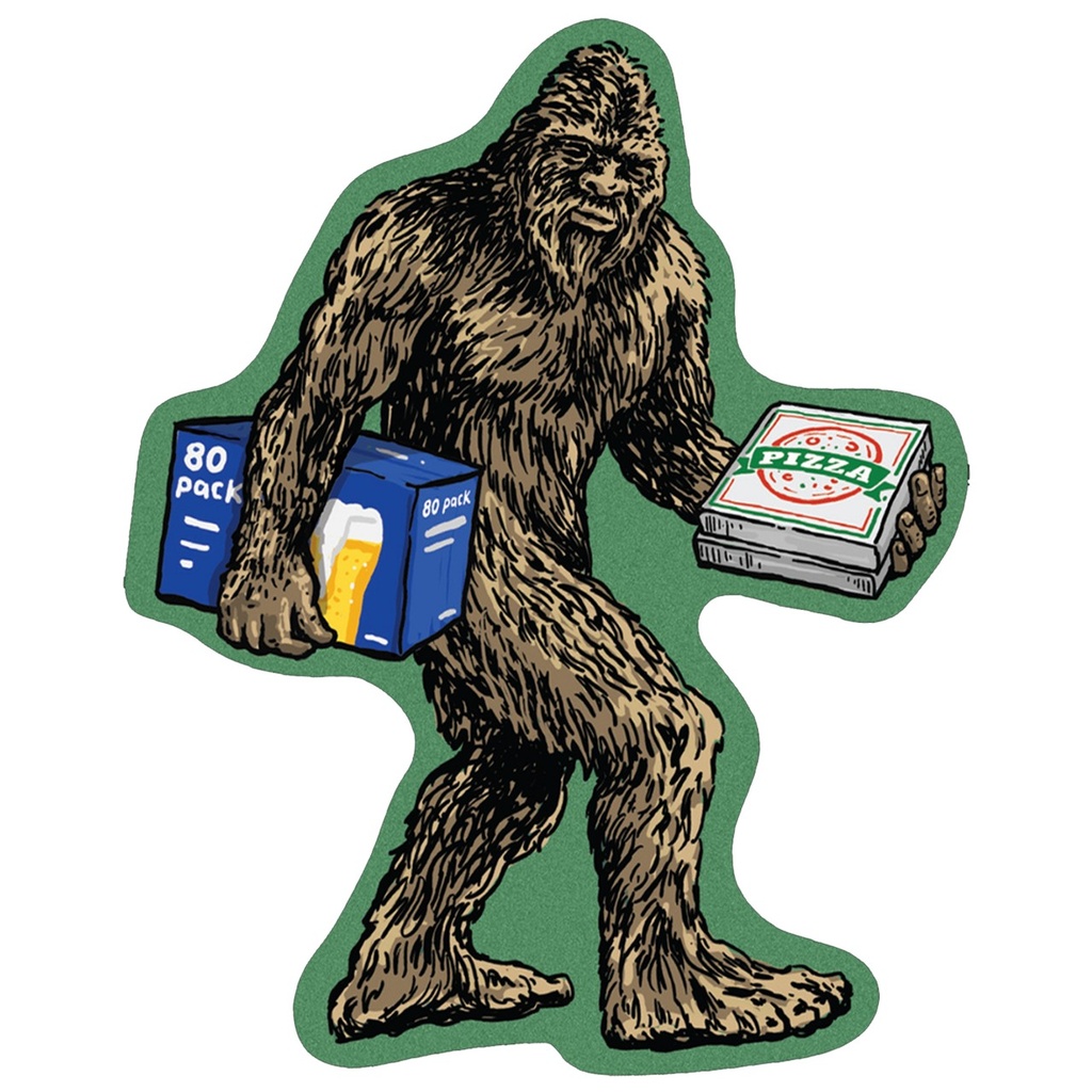 [LA-1821963] Geprägtes Blechschild Bigfoot mit Bier und Pizza