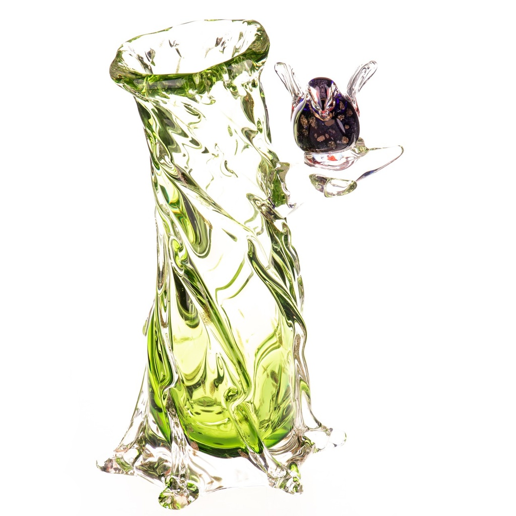 [LA-1821984] Murano-Stil Glas Vase mit Vogel