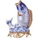 Porzellan mit Bronze Vase Fisch