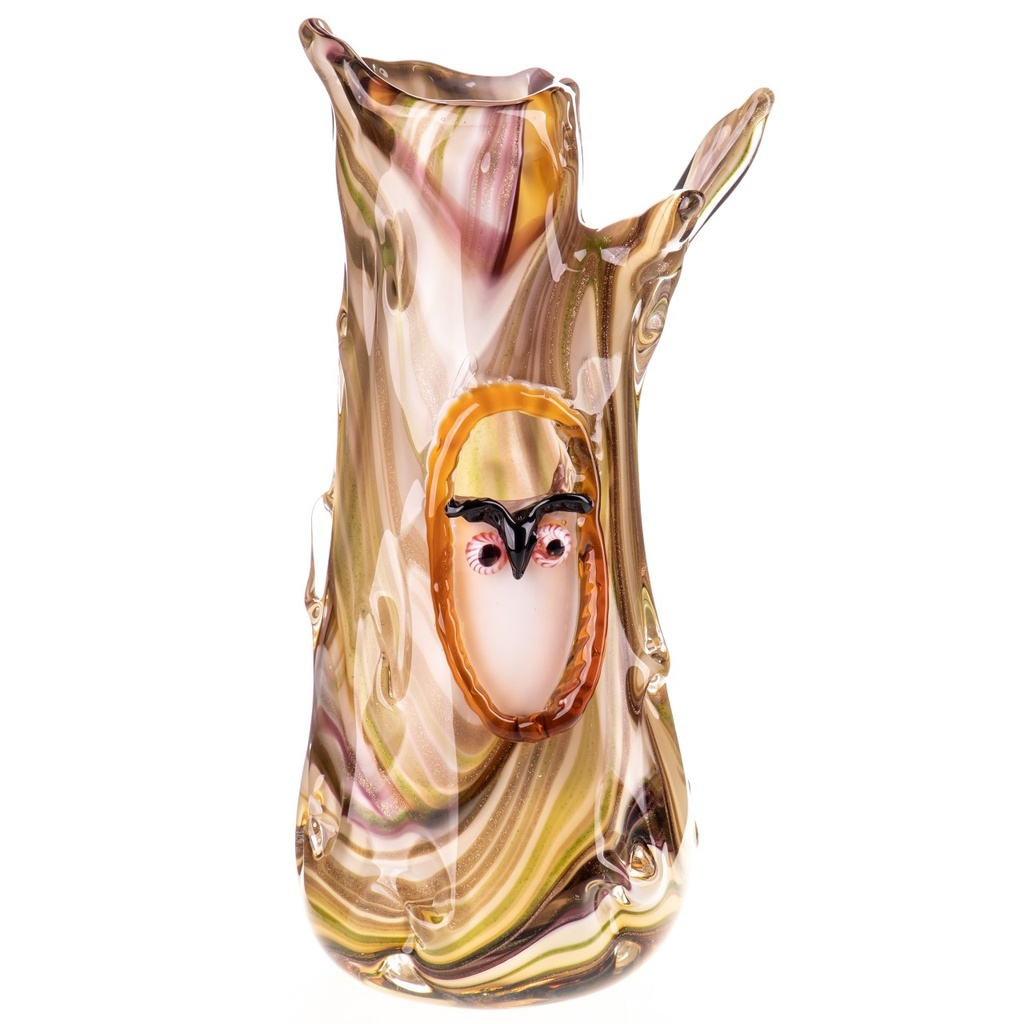 [LA-1822028] Murano-Stil Glas Vase mit Eule