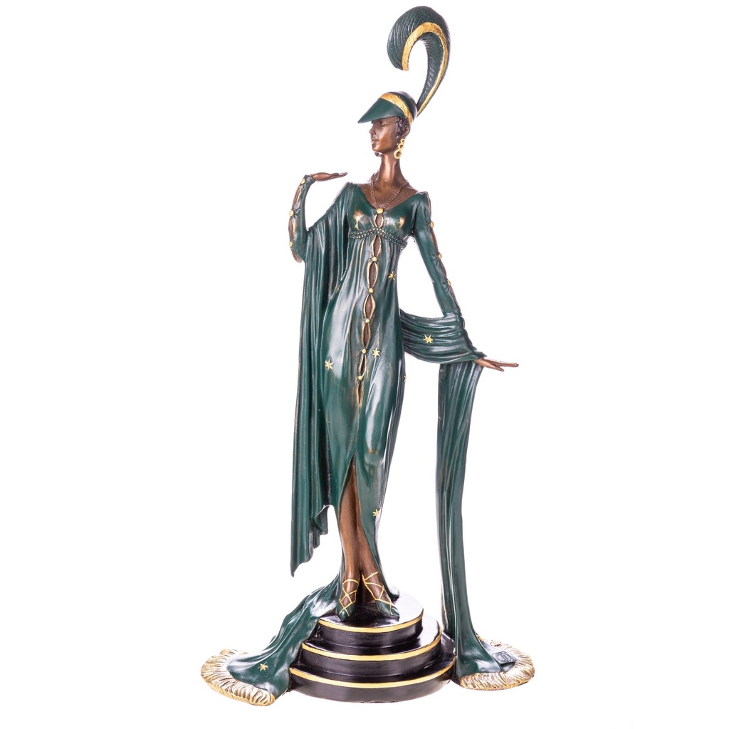 [LA-1822090] Farbige Art Deco Bronzefigur Frau