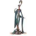Farbige Art Deco Bronzefigur Frau
