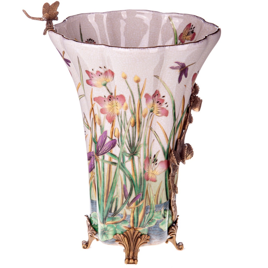 [LA-1822110] Porzellan mit Bronze Vase mit Libelle