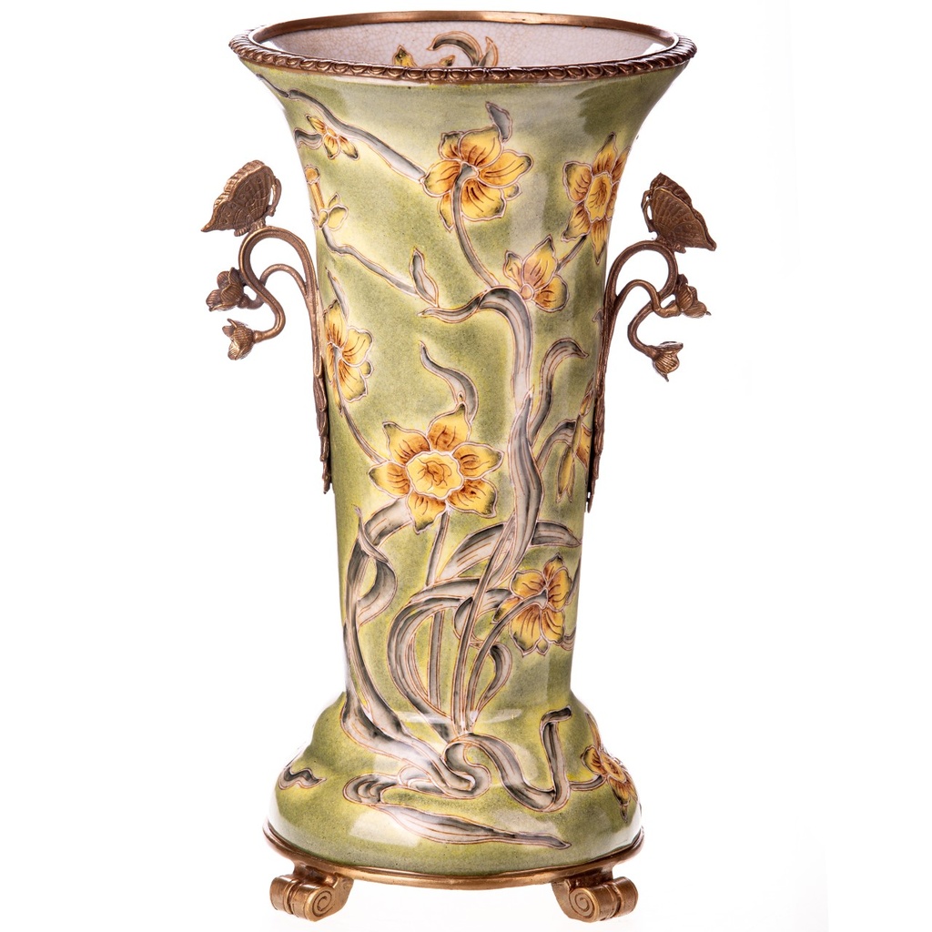 [LA-1822113] Porzellan mit Bronze Vase mit Schmetterlingen