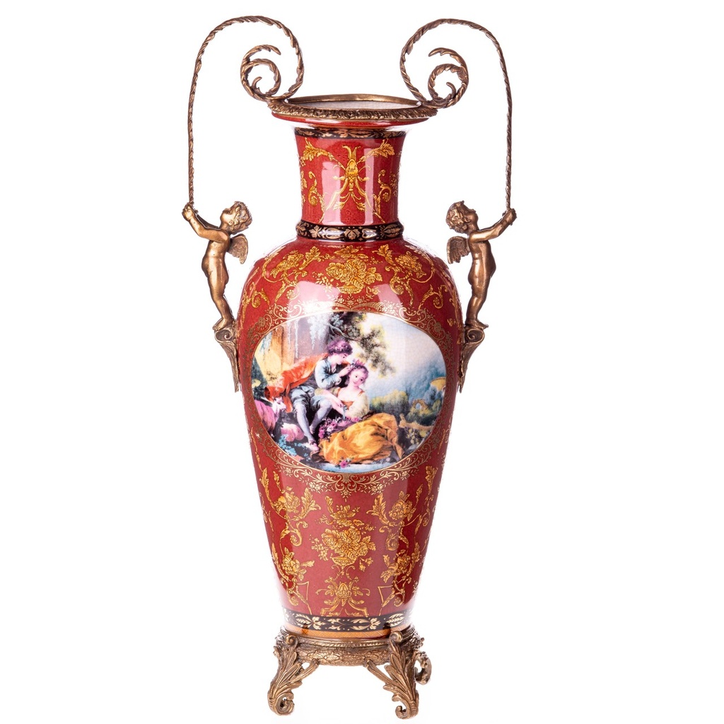 [LA-1822114] Porzellan mit Bronze Vase mit Engeln