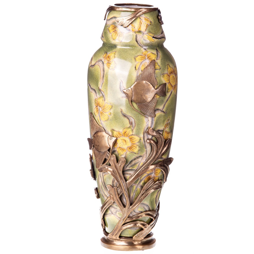 [LA-1822116] Porzellan mit Bronze Vase mit Fischen